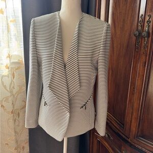 Tahari Black and White Striped Blazer